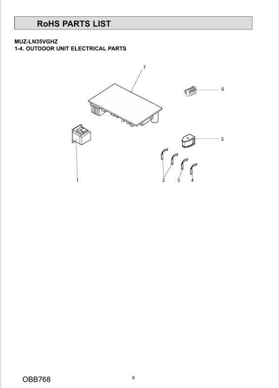 Splittegning Mitsubishi Kaiteki LN25-35